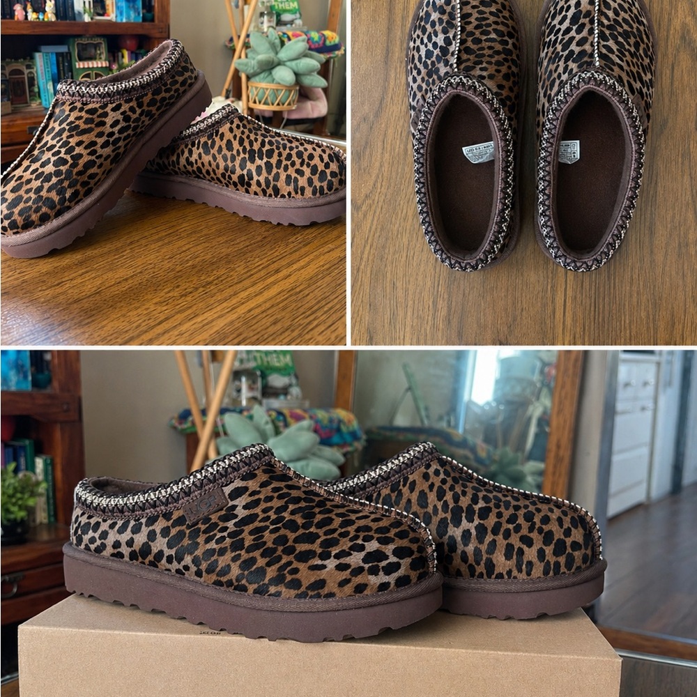 UGG Leopard Print Slip-On Clog in Brown and Black - Picture 3 of 3